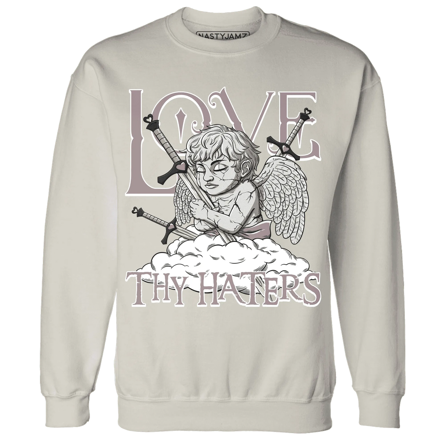 NastyJamz-Black-Violet-Ore-3s-Sweatshirt-Match-Love-Thy-Haters-Angel