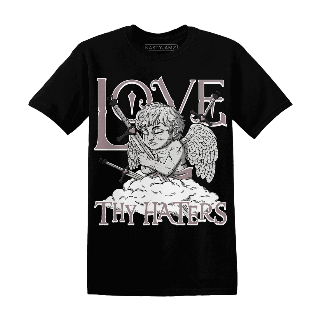 NastyJamz-Black-Violet-Ore-3s-T-Shirt-Match-Love-Thy-Haters-Angel