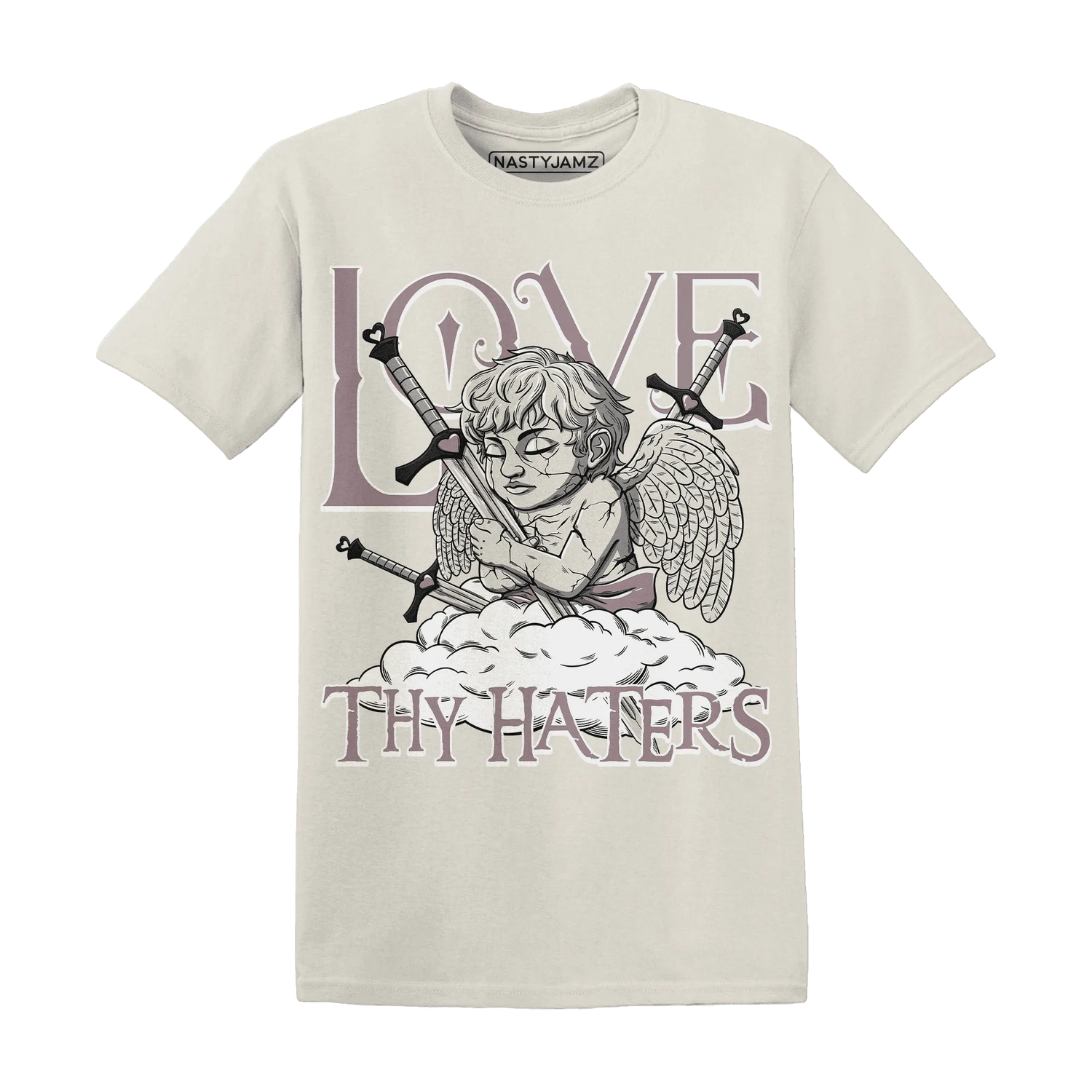NastyJamz-Black-Violet-Ore-3s-T-Shirt-Match-Love-Thy-Haters-Angel