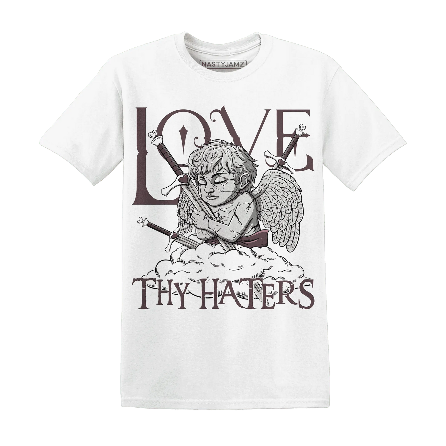 NastyJamz-Burgundy-Crush-3s-T-Shirt-Match-Love-Thy-Haters-Angel