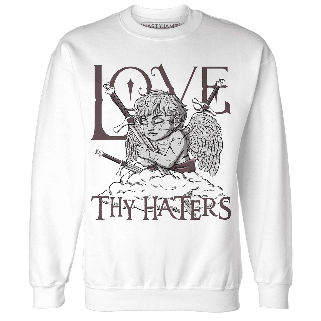 NastyJamz-Burgundy-Crush-3s-Sweatshirt-Match-Love-Thy-Haters-Angel