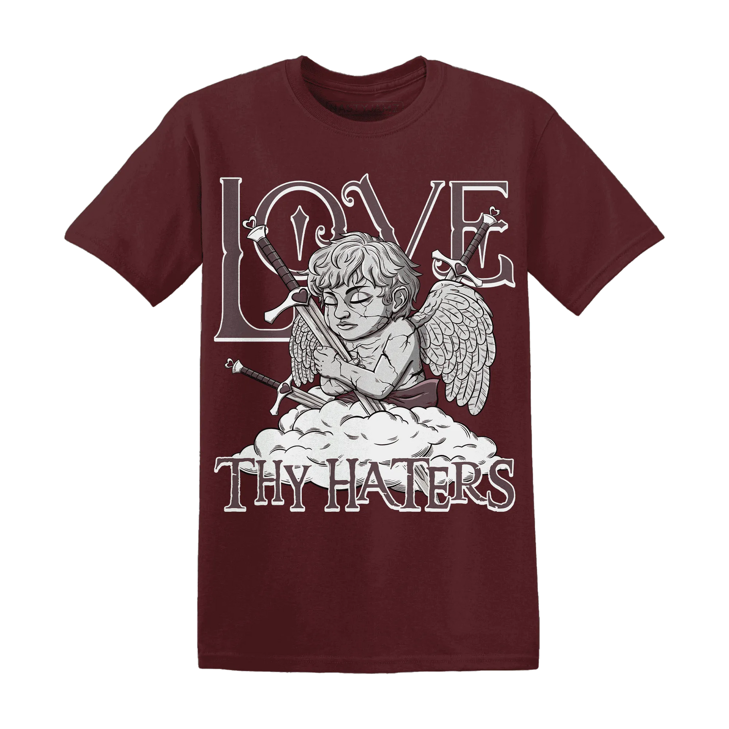 NastyJamz-Burgundy-Crush-3s-T-Shirt-Match-Love-Thy-Haters-Angel