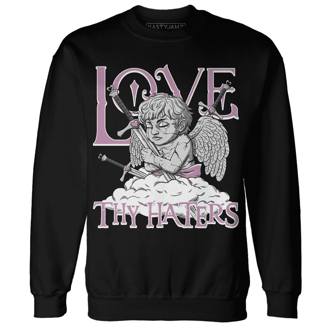 Orchid-Neutral-Grey-Black-White-4s-NastyJamz-Sweatshirt-Match-Love-Thy-Haters-Angel