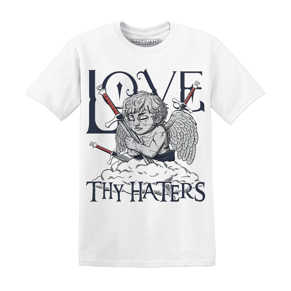 White-Navy-6s-T-Shirt-Match-Love-Thy-Haters-Angel