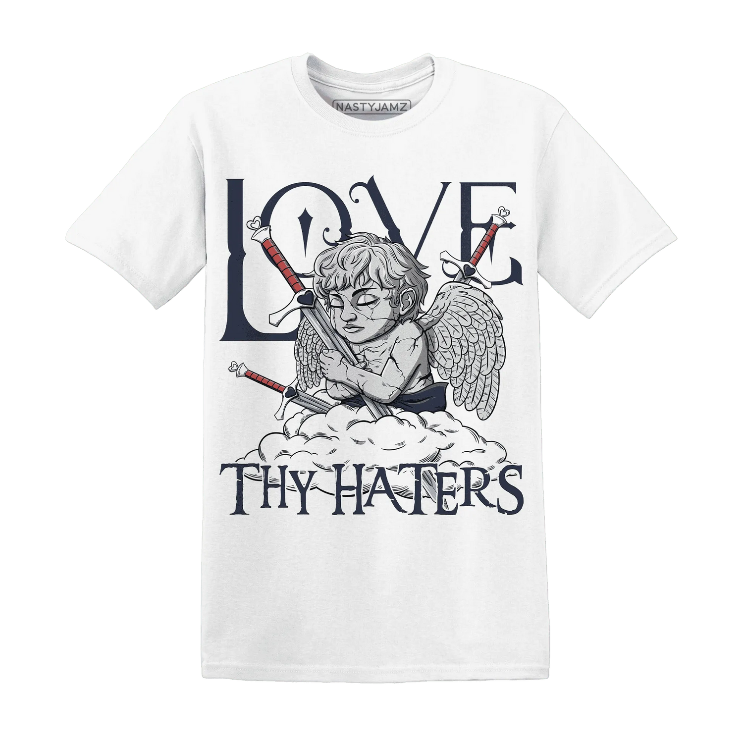 White-Navy-6s-T-Shirt-Match-Love-Thy-Haters-Angel