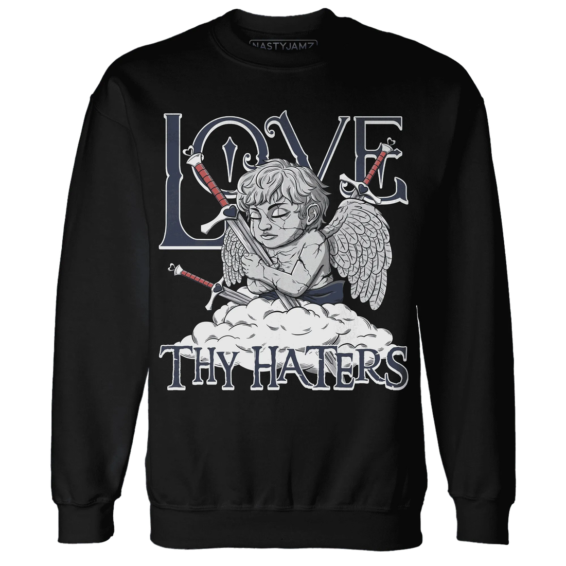 White-Navy-6s-Sweatshirt-Match-Love-Thy-Haters-Angel