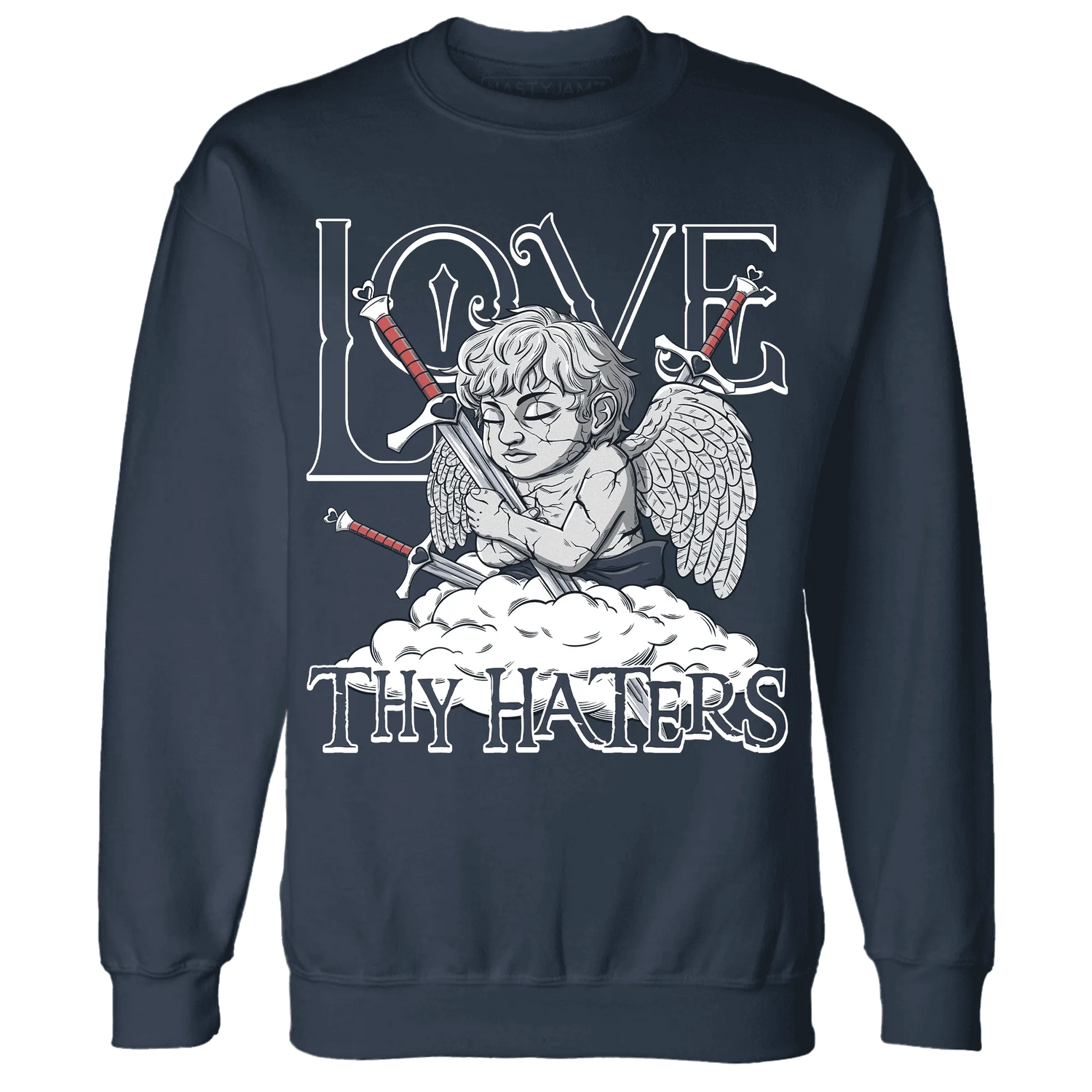 White-Navy-6s-Sweatshirt-Match-Love-Thy-Haters-Angel