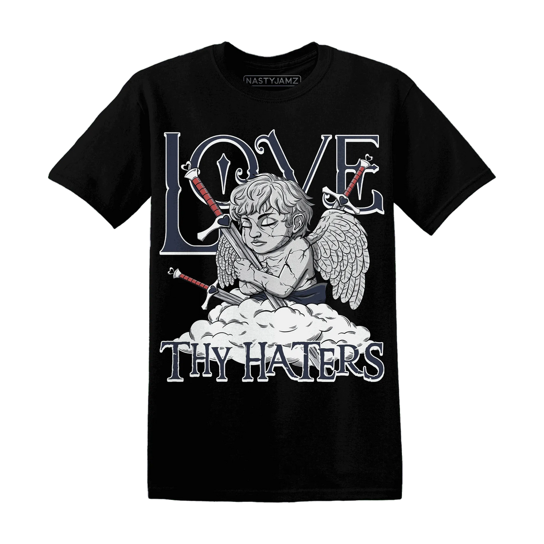 White-Navy-6s-T-Shirt-Match-Love-Thy-Haters-Angel
