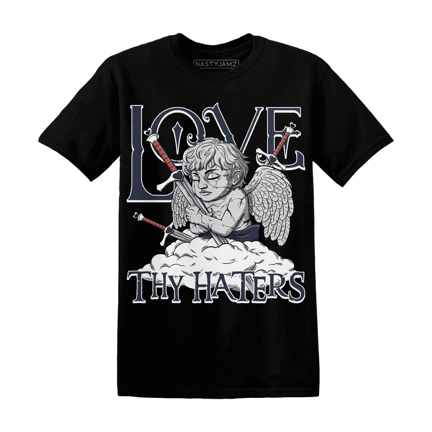 White-Navy-6s-T-Shirt-Match-Love-Thy-Haters-Angel