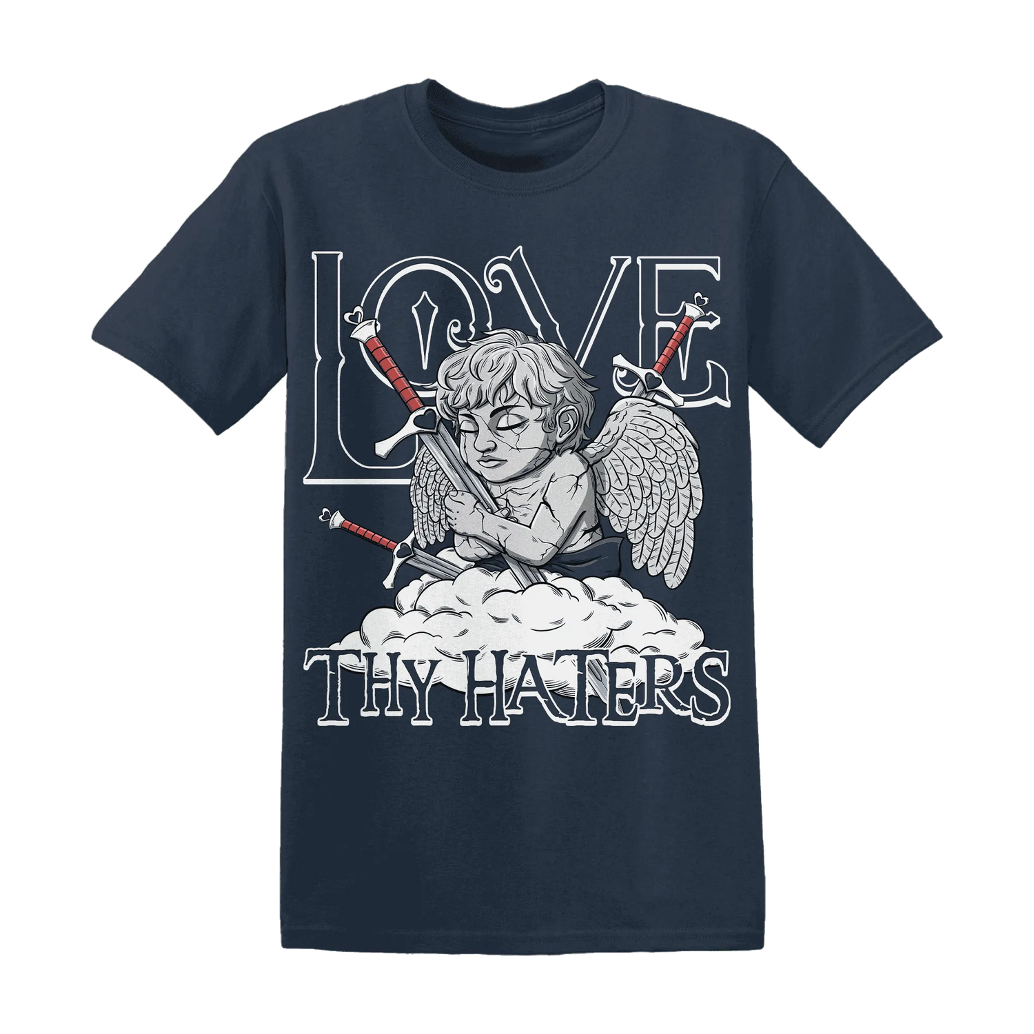 White-Navy-6s-T-Shirt-Match-Love-Thy-Haters-Angel