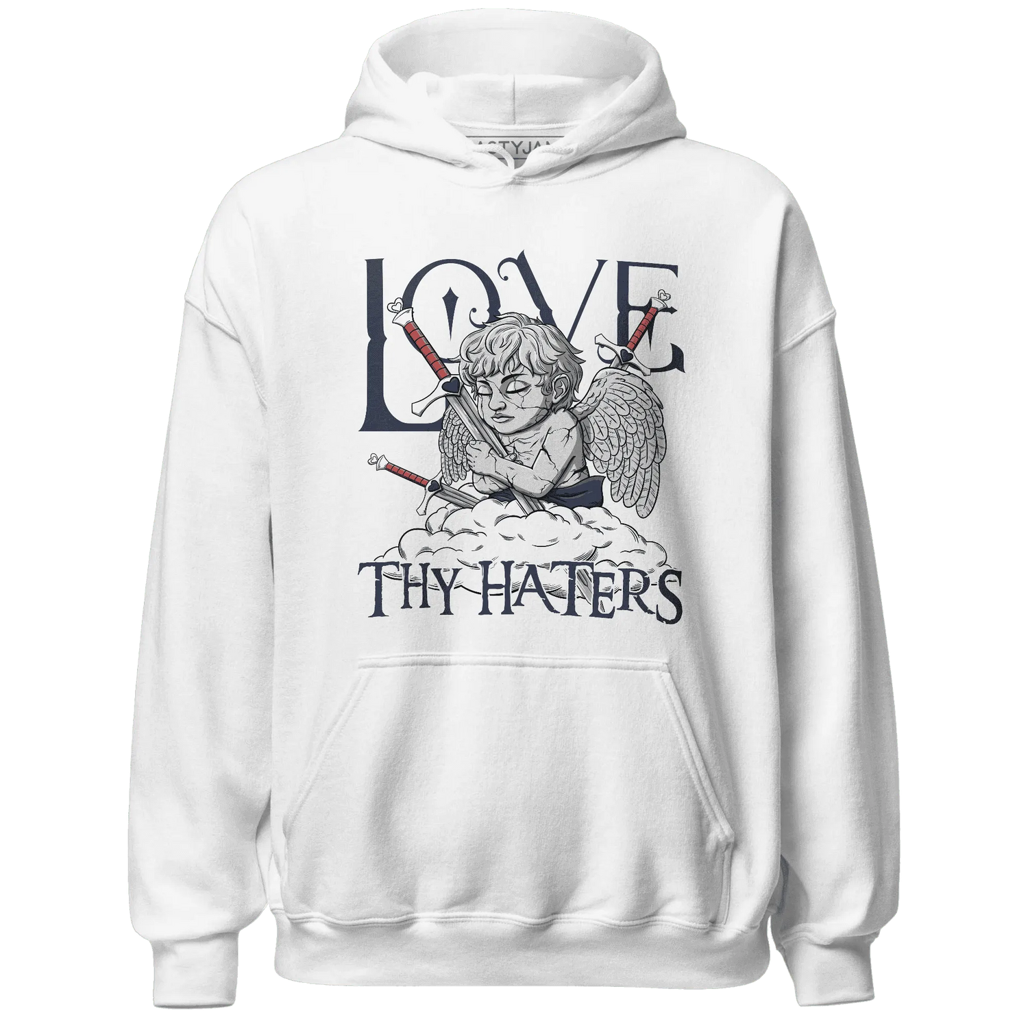 White-Navy-6s-Hoodie-Match-Love-Thy-Haters-Angel