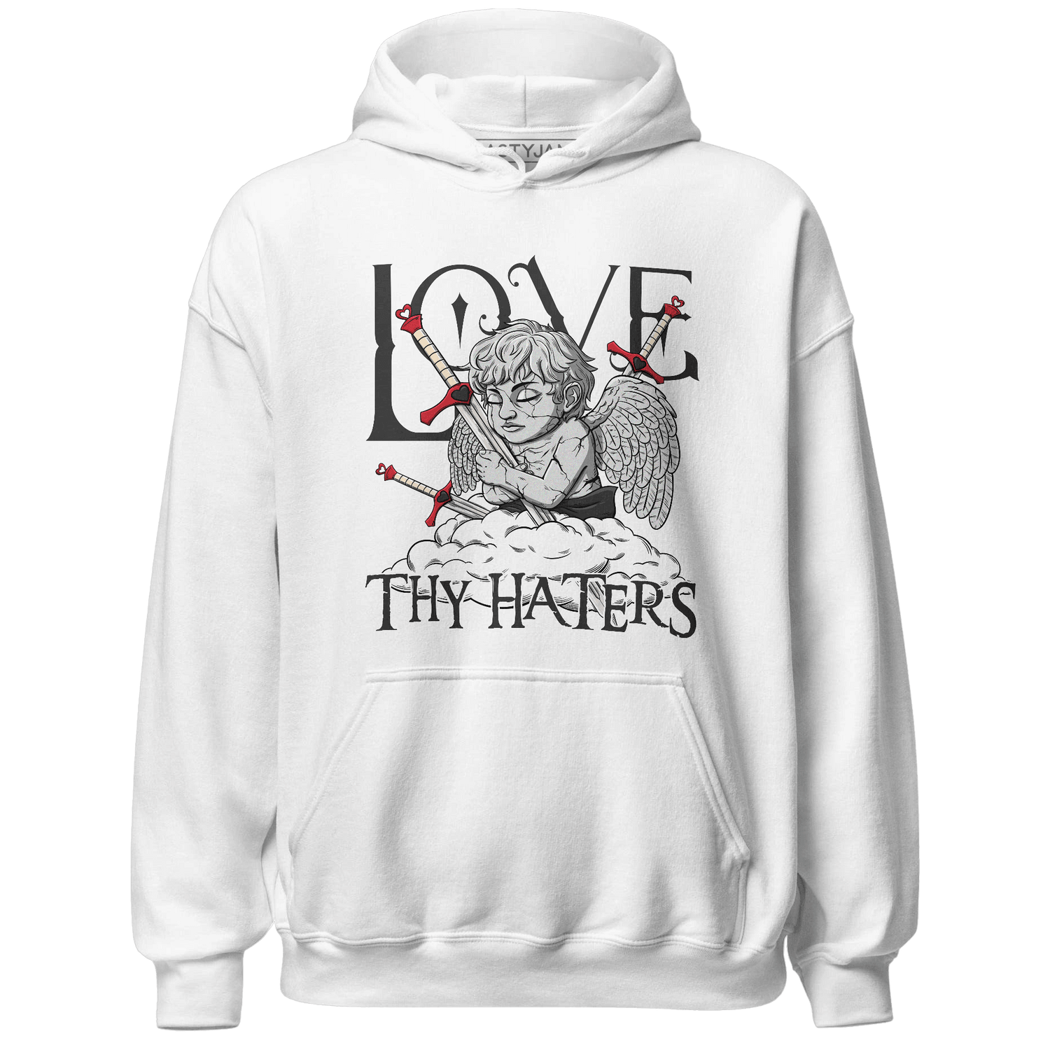 Jumman Jack University Red Hoodie Match Love Thy Haters Angel - NastyJamz
