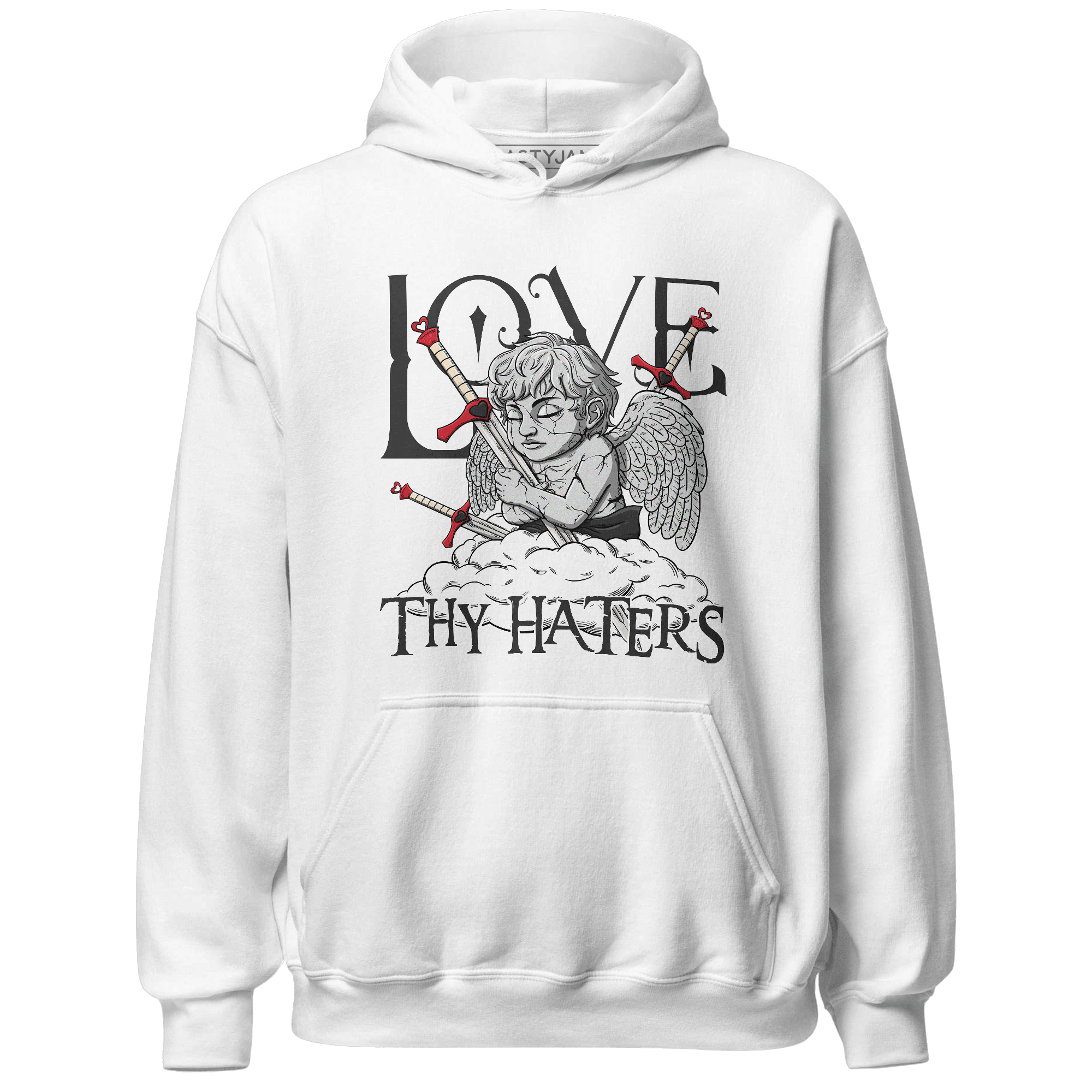 Jumman Jack University Red Hoodie Match Love Thy Haters Angel - NastyJamz