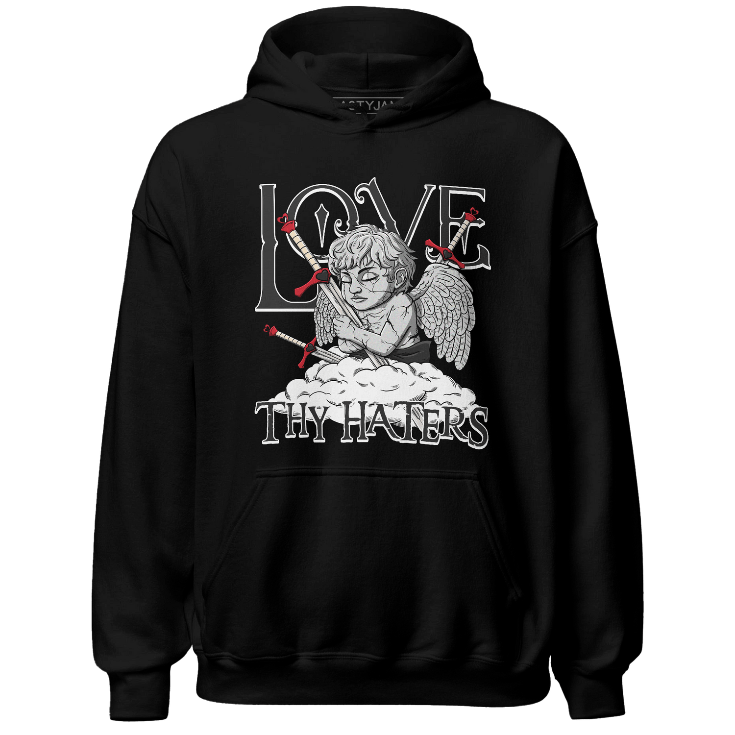Jumman Jack University Red Hoodie Match Love Thy Haters Angel - NastyJamz