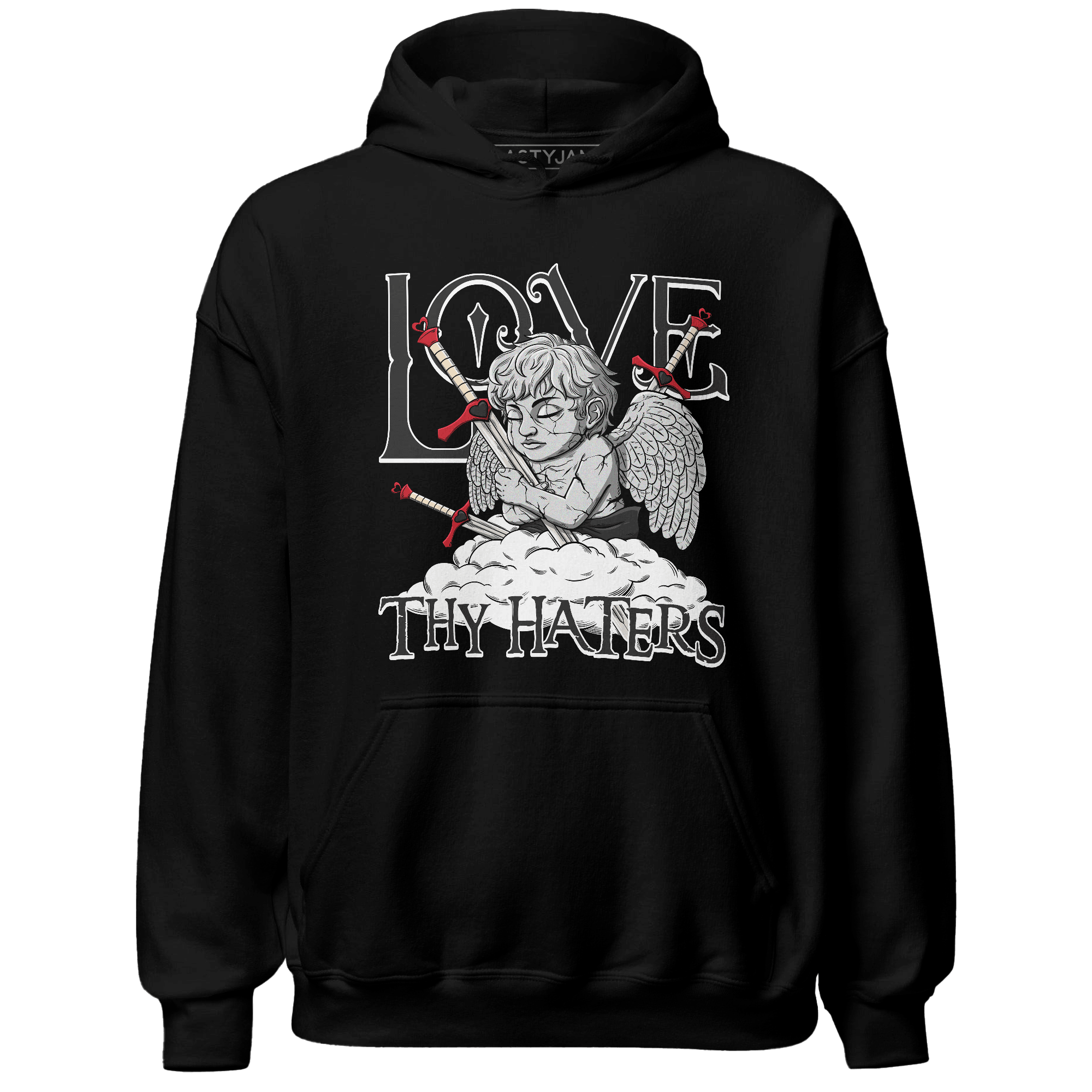 Jumman Jack University Red Hoodie Match Love Thy Haters Angel - NastyJamz