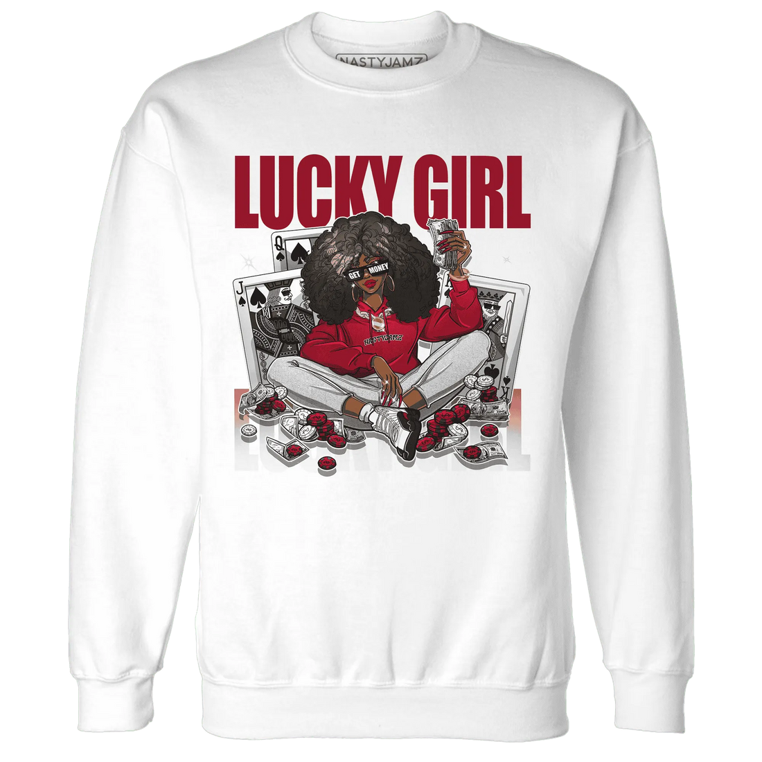 NastyJamz-Retro-Red-Taxi-12s-Sweatshirt-Match-Lucky-Girl