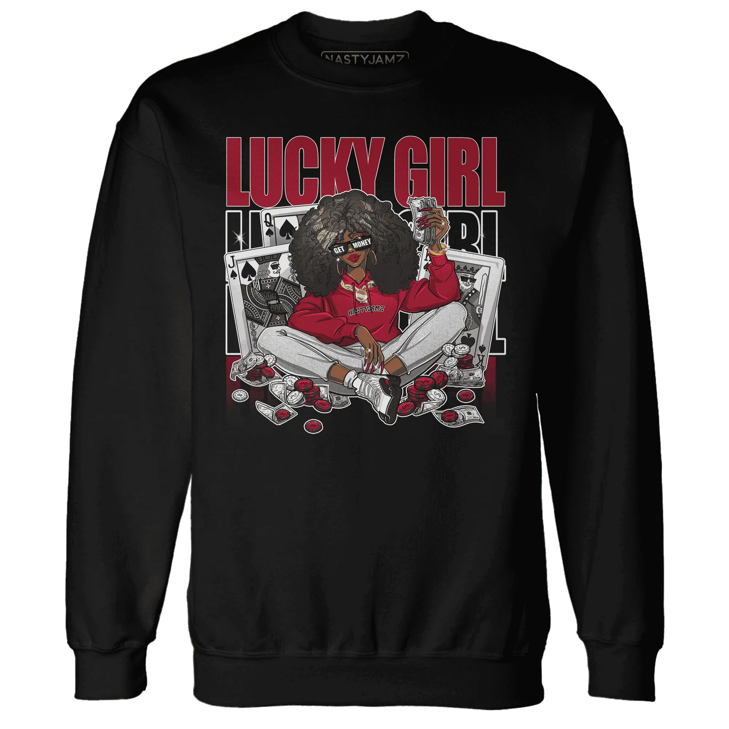 NastyJamz-Retro-Red-Taxi-12s-Sweatshirt-Match-Lucky-Girl