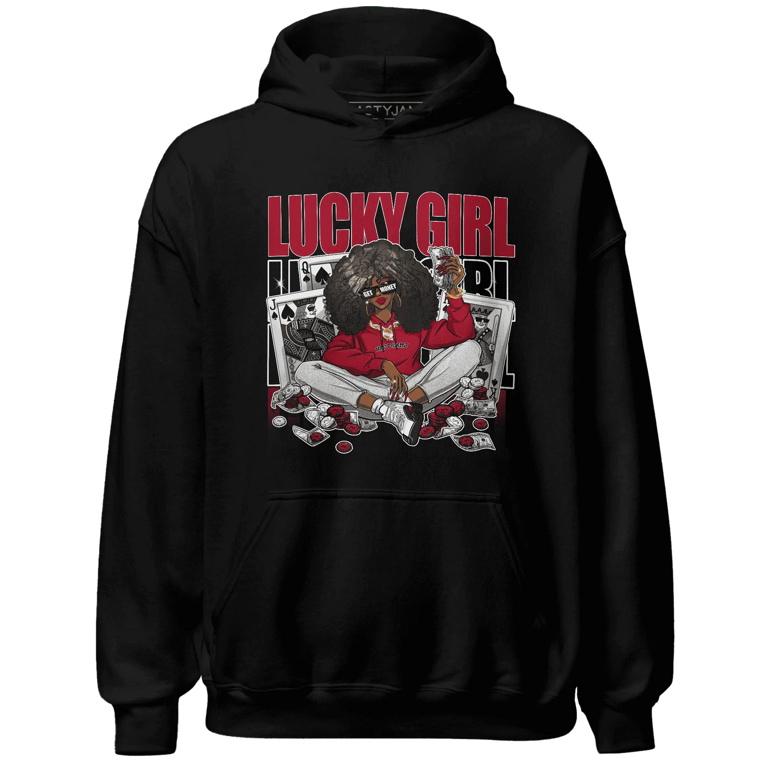 NastyJamz-Retro-Red-Taxi-12s-Hoodie-Match-Lucky-Girl