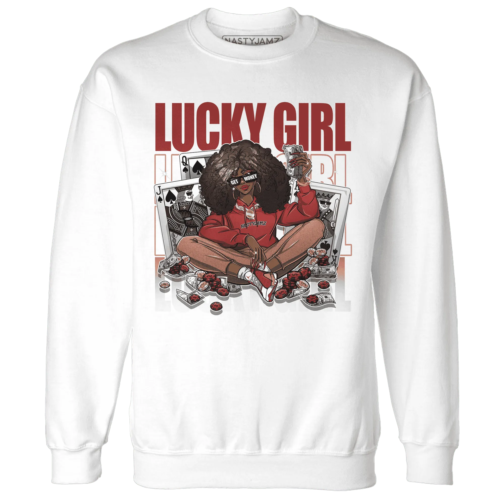 NastyJamz-Dune-Red-13s-Sweatshirt-Match-Lucky-Girl