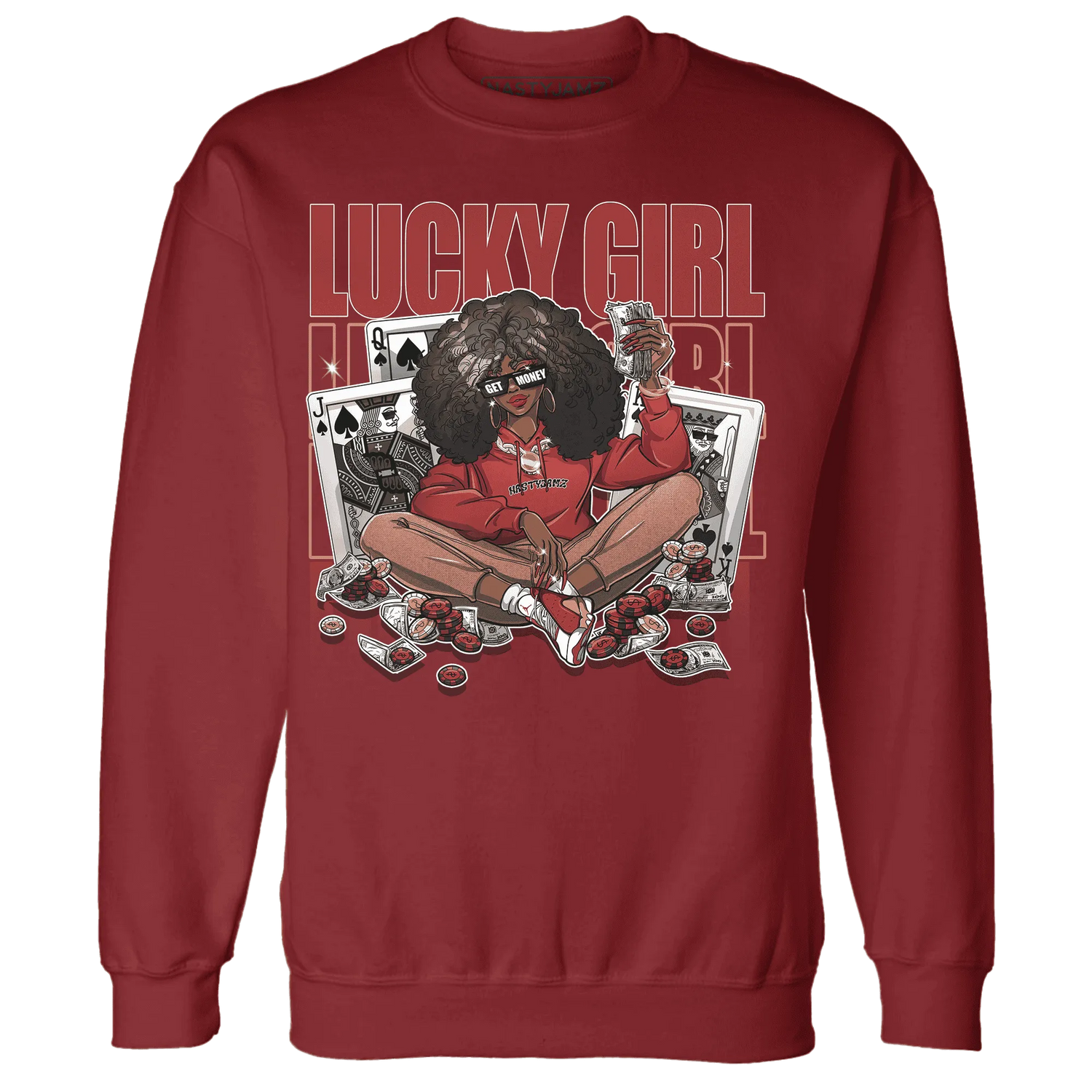 NastyJamz-Dune-Red-13s-Sweatshirt-Match-Lucky-Girl