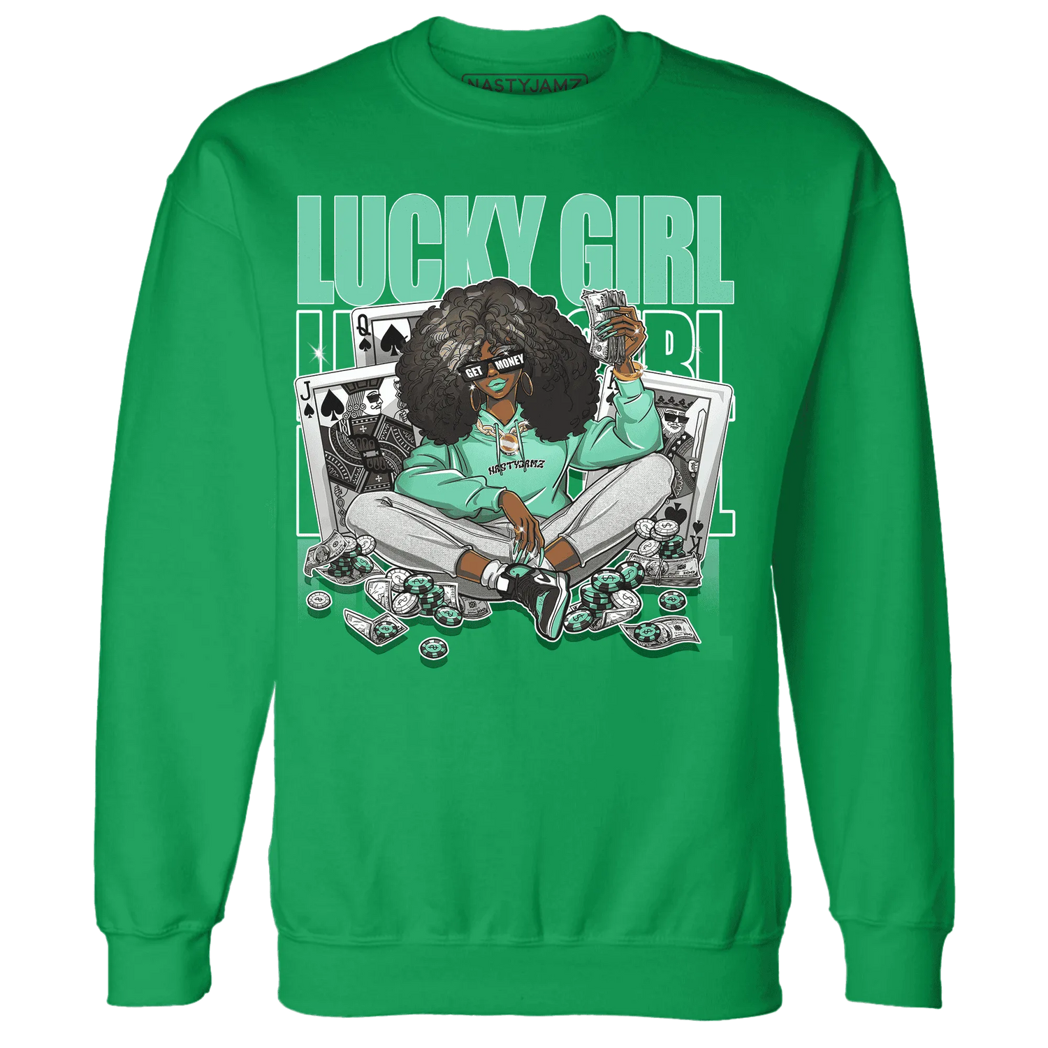 NastyJamz-High-OG-Green-Glow-1s-Sweatshirt-Match-Lucky-Girl