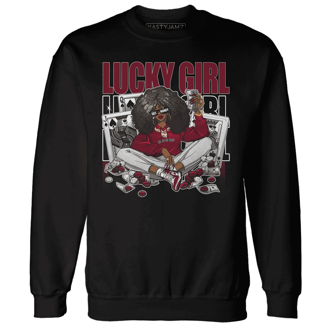 NastyJamz-High-White-Team-Red-1s-Sweatshirt-Match-Lucky-Girl
