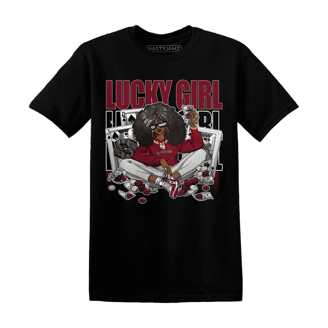 NastyJamz-High-White-Team-Red-1s-T-Shirt-Match-Lucky-Girl