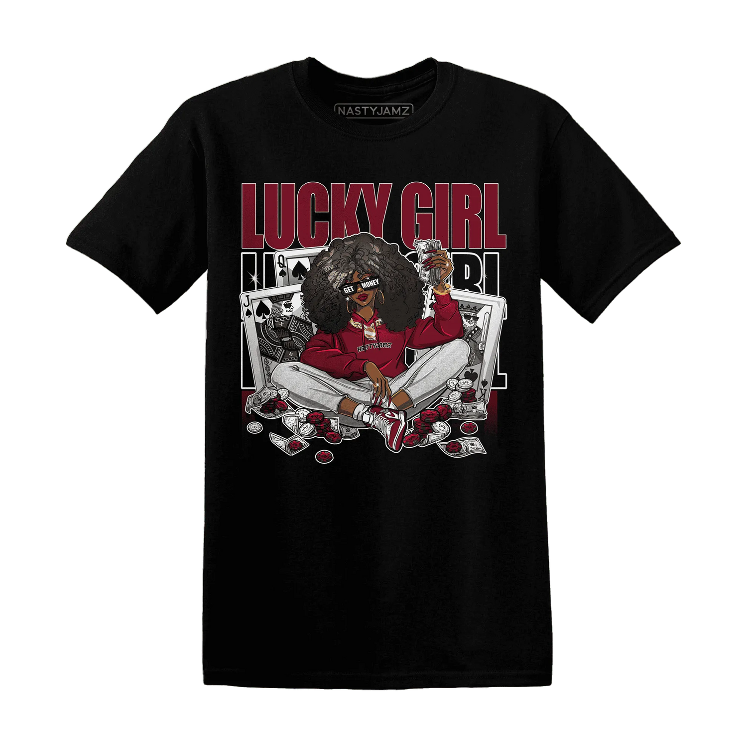 NastyJamz-High-White-Team-Red-1s-T-Shirt-Match-Lucky-Girl