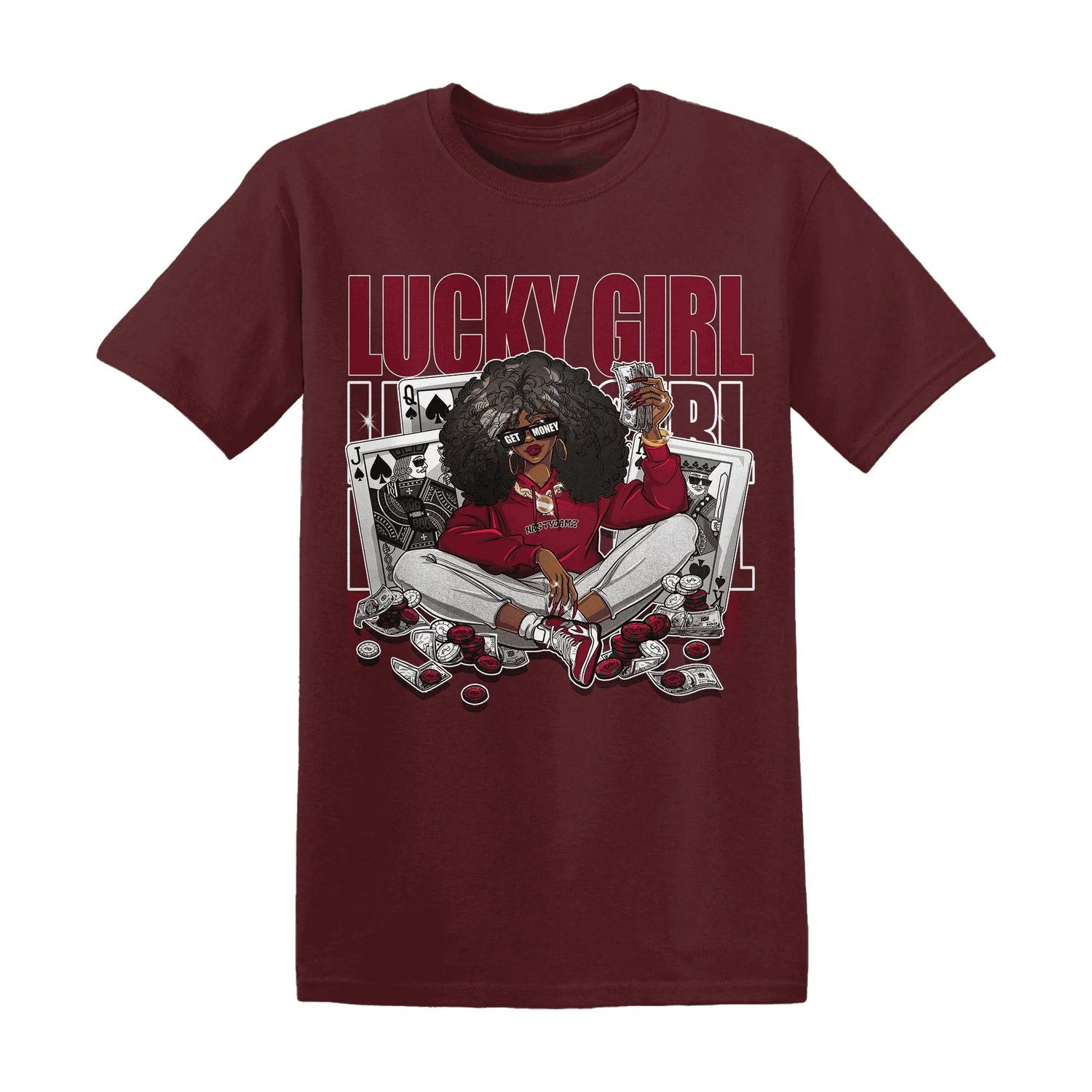 NastyJamz-High-White-Team-Red-1s-T-Shirt-Match-Lucky-Girl