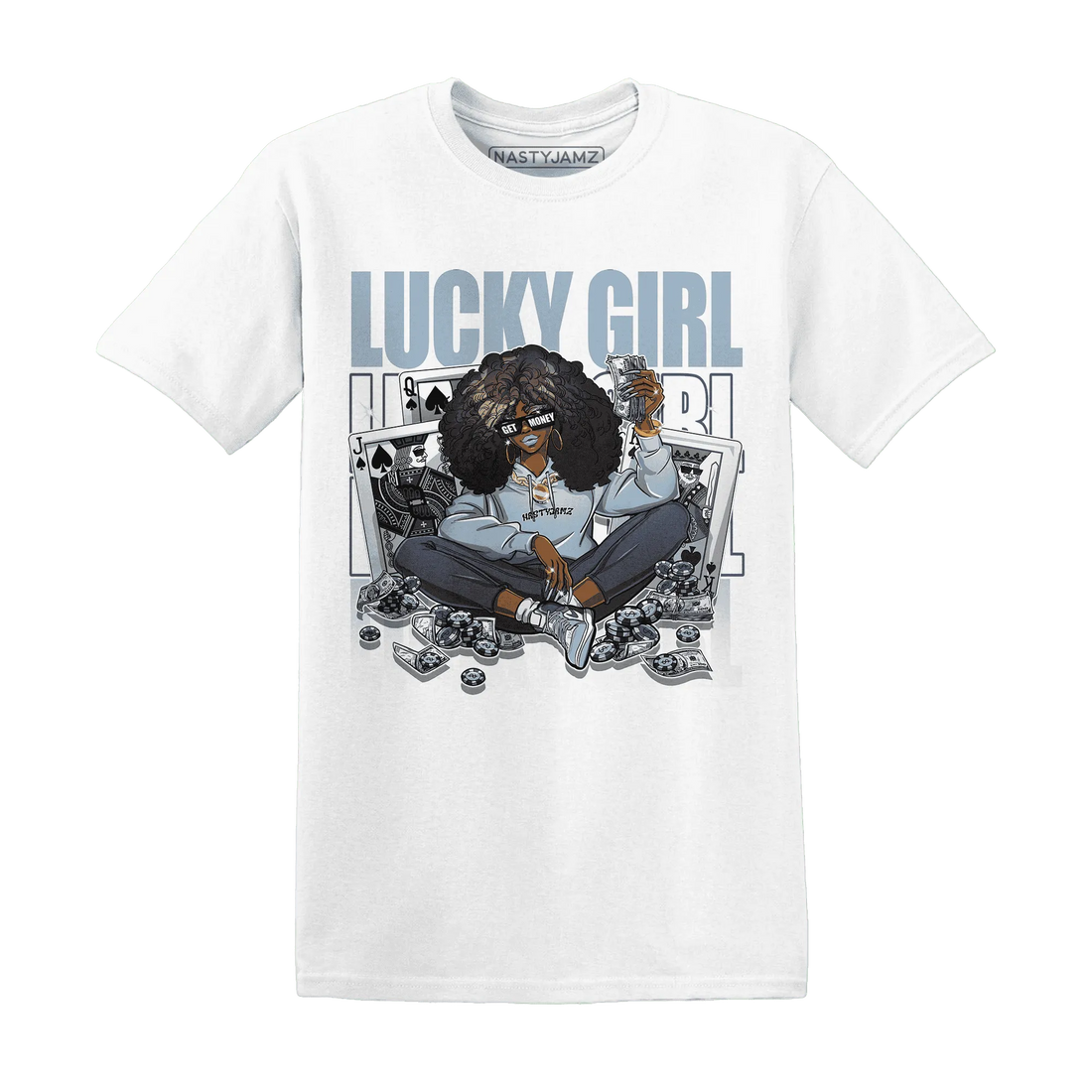NastyJamz-Mid-Diffused-Blue-Grey-1s-T-Shirt-Match-Lucky-Girl