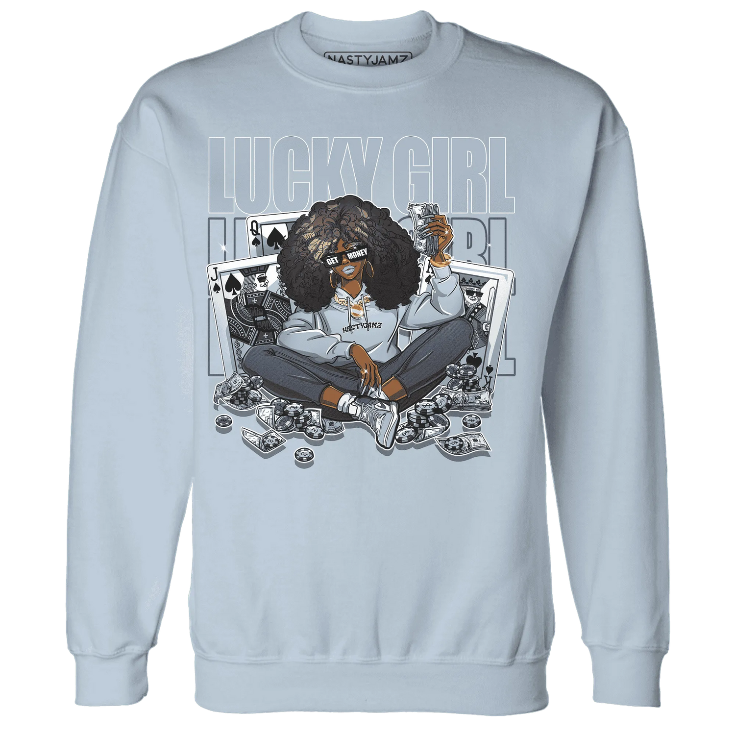 NastyJamz-Mid-Diffused-Blue-Grey-1s-Sweatshirt-Match-Lucky-Girl