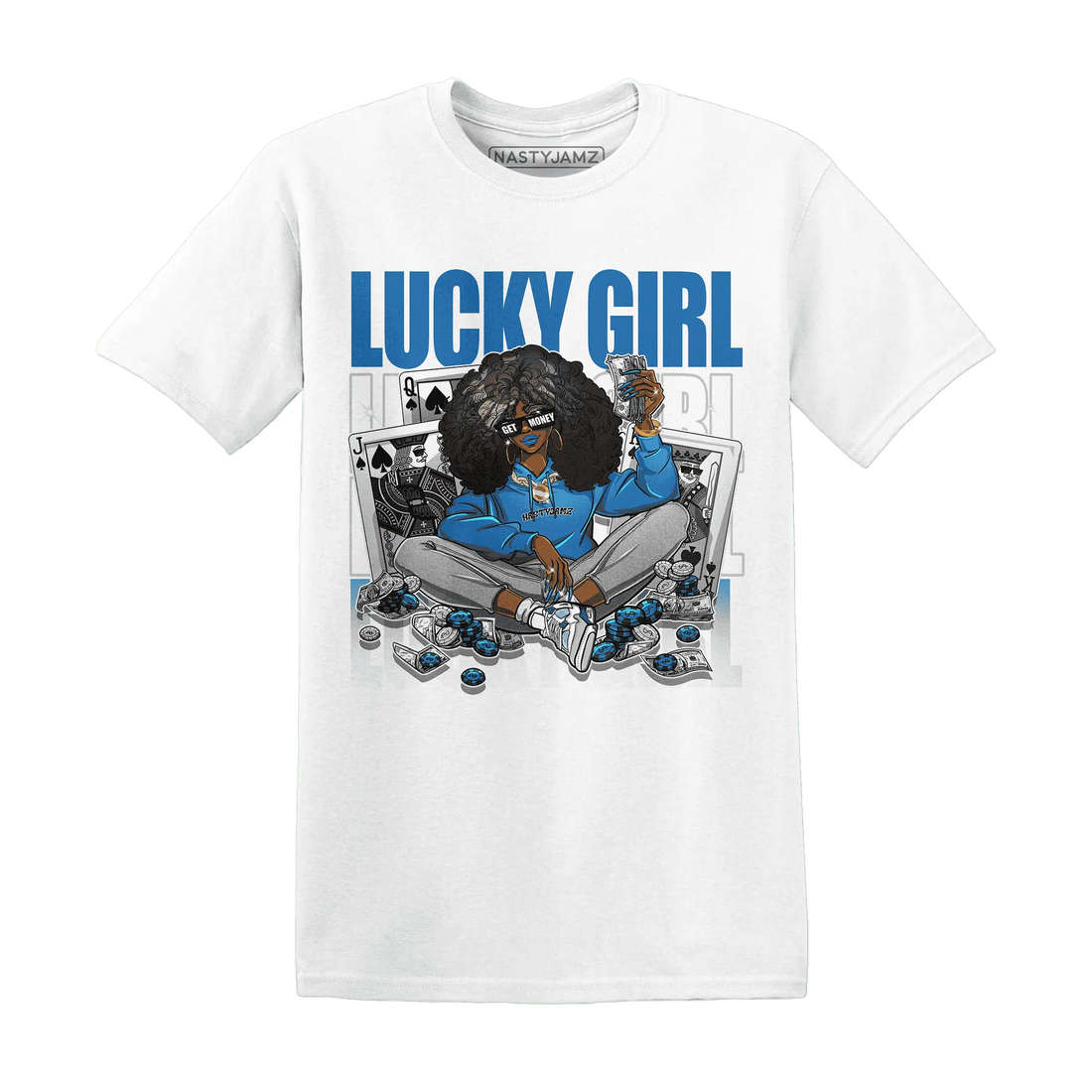 NastyJamz-Industrial-Blue-4s-T-Shirt-Match-Lucky-Girl
