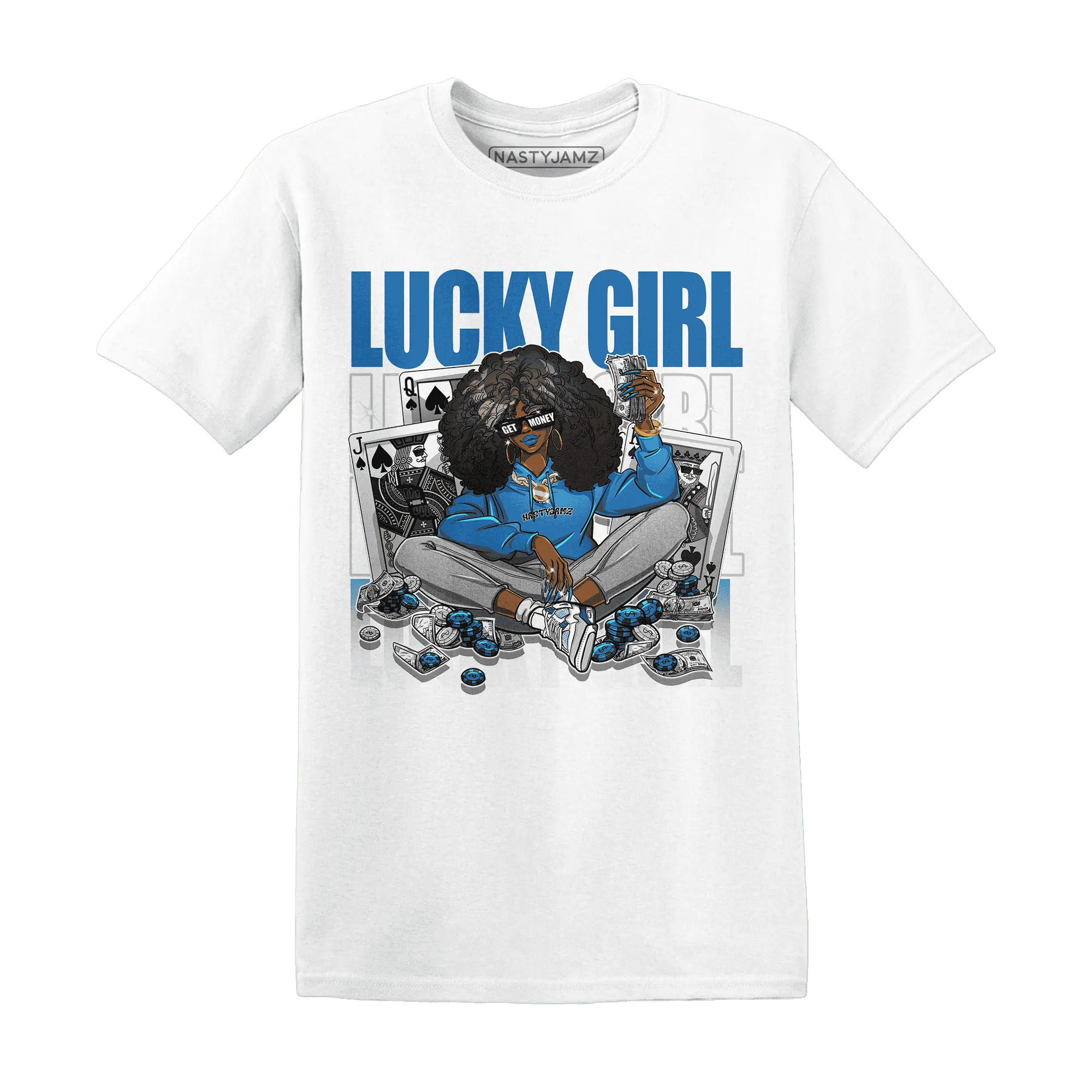 NastyJamz-Industrial-Blue-4s-T-Shirt-Match-Lucky-Girl