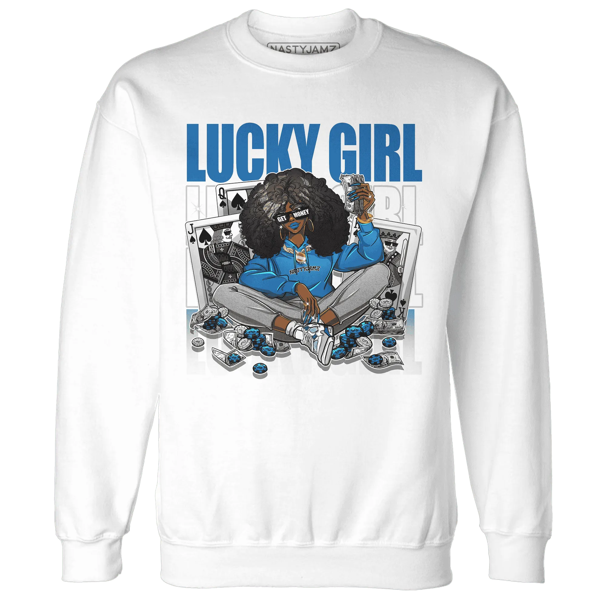 NastyJamz-Industrial-Blue-4s-Sweatshirt-Match-Lucky-Girl