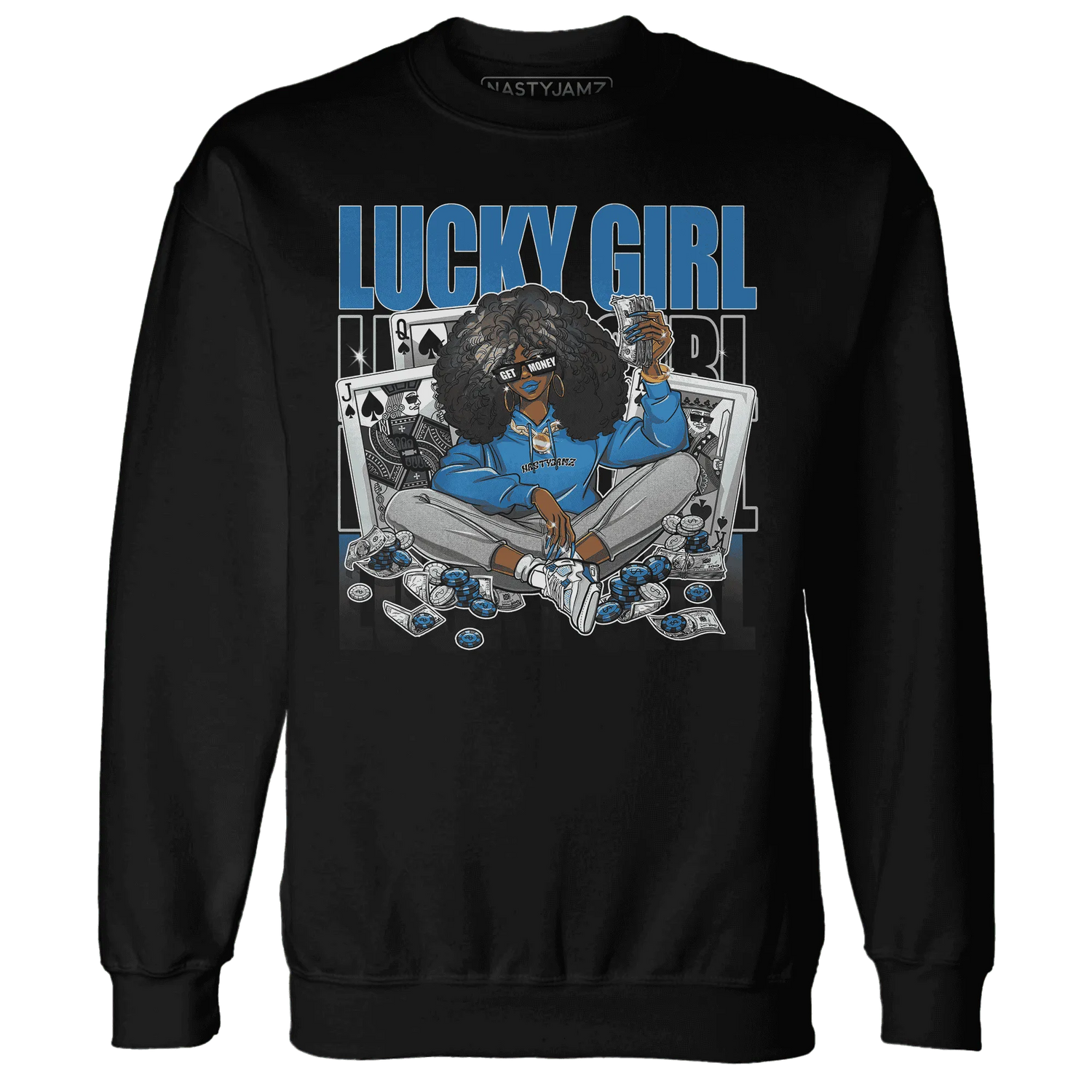 NastyJamz-Industrial-Blue-4s-Sweatshirt-Match-Lucky-Girl