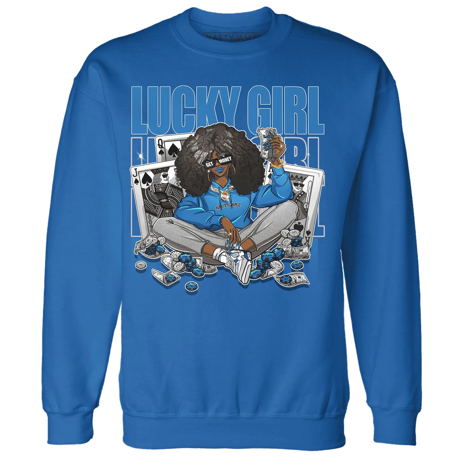 NastyJamz-Industrial-Blue-4s-Sweatshirt-Match-Lucky-Girl