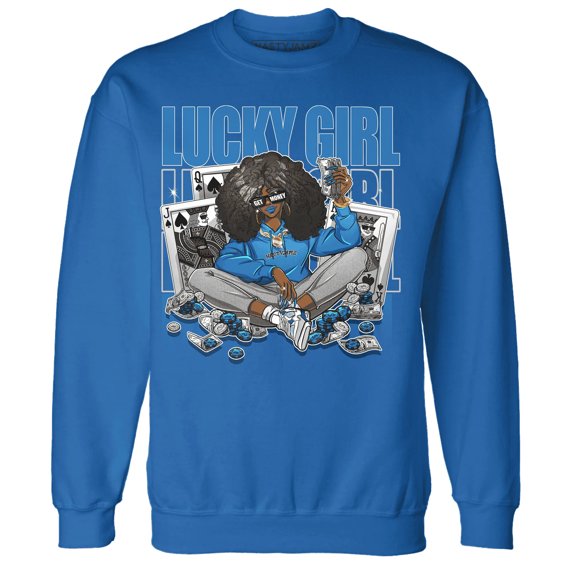 NastyJamz-Industrial-Blue-4s-Sweatshirt-Match-Lucky-Girl