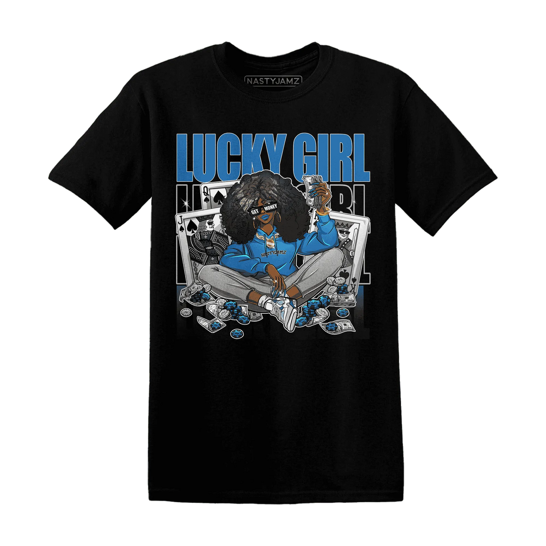 NastyJamz-Industrial-Blue-4s-T-Shirt-Match-Lucky-Girl