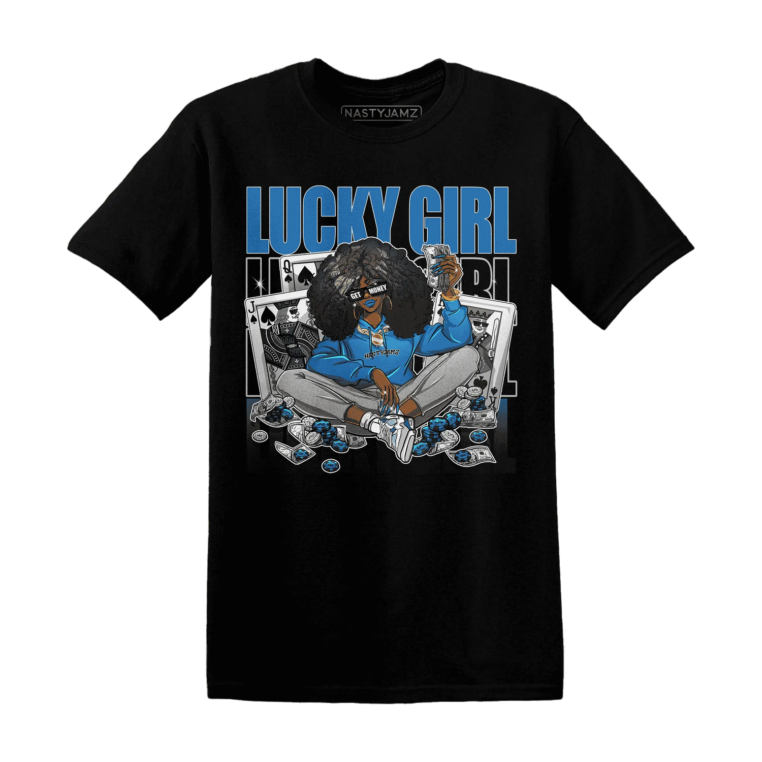 NastyJamz-Industrial-Blue-4s-T-Shirt-Match-Lucky-Girl
