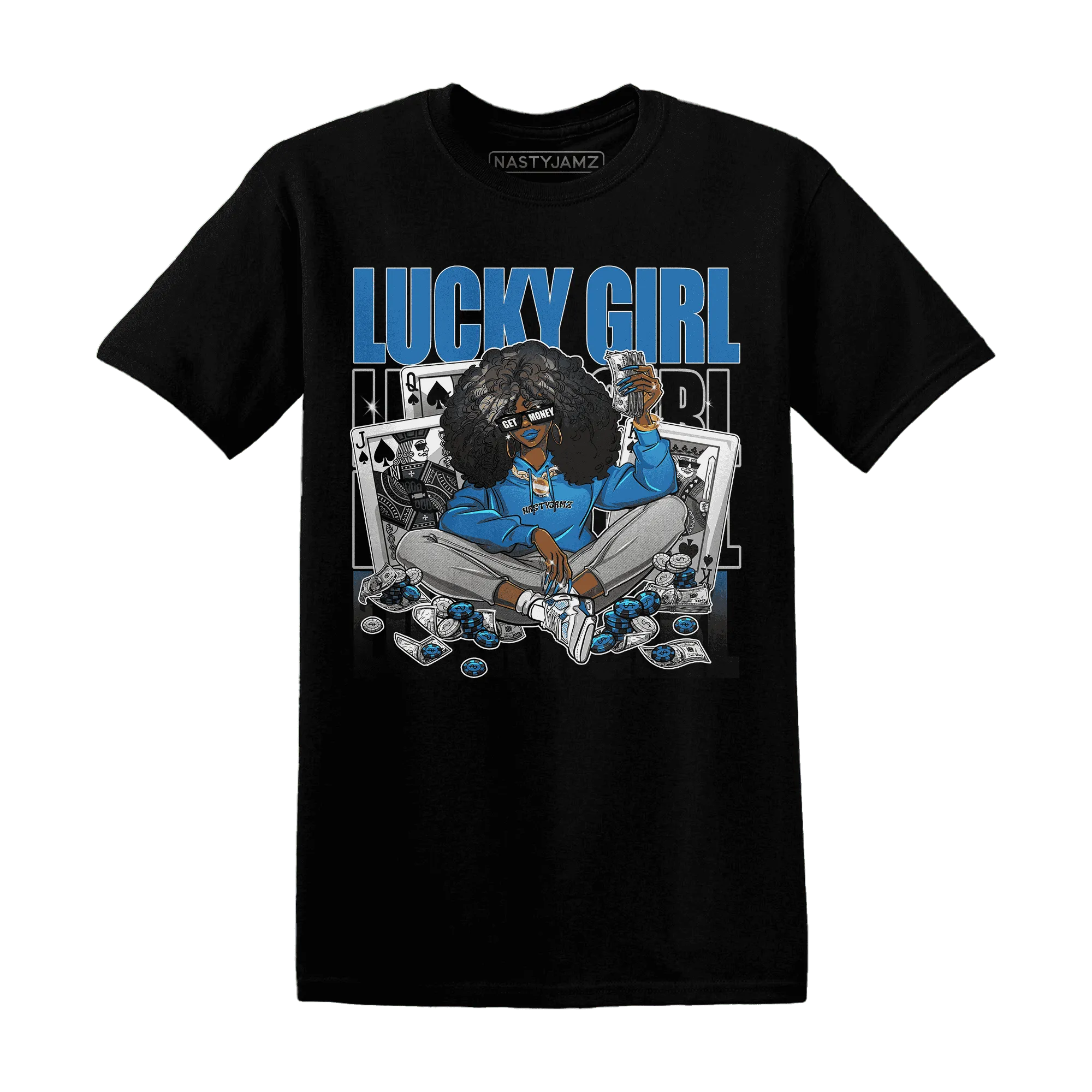 NastyJamz-Industrial-Blue-4s-T-Shirt-Match-Lucky-Girl