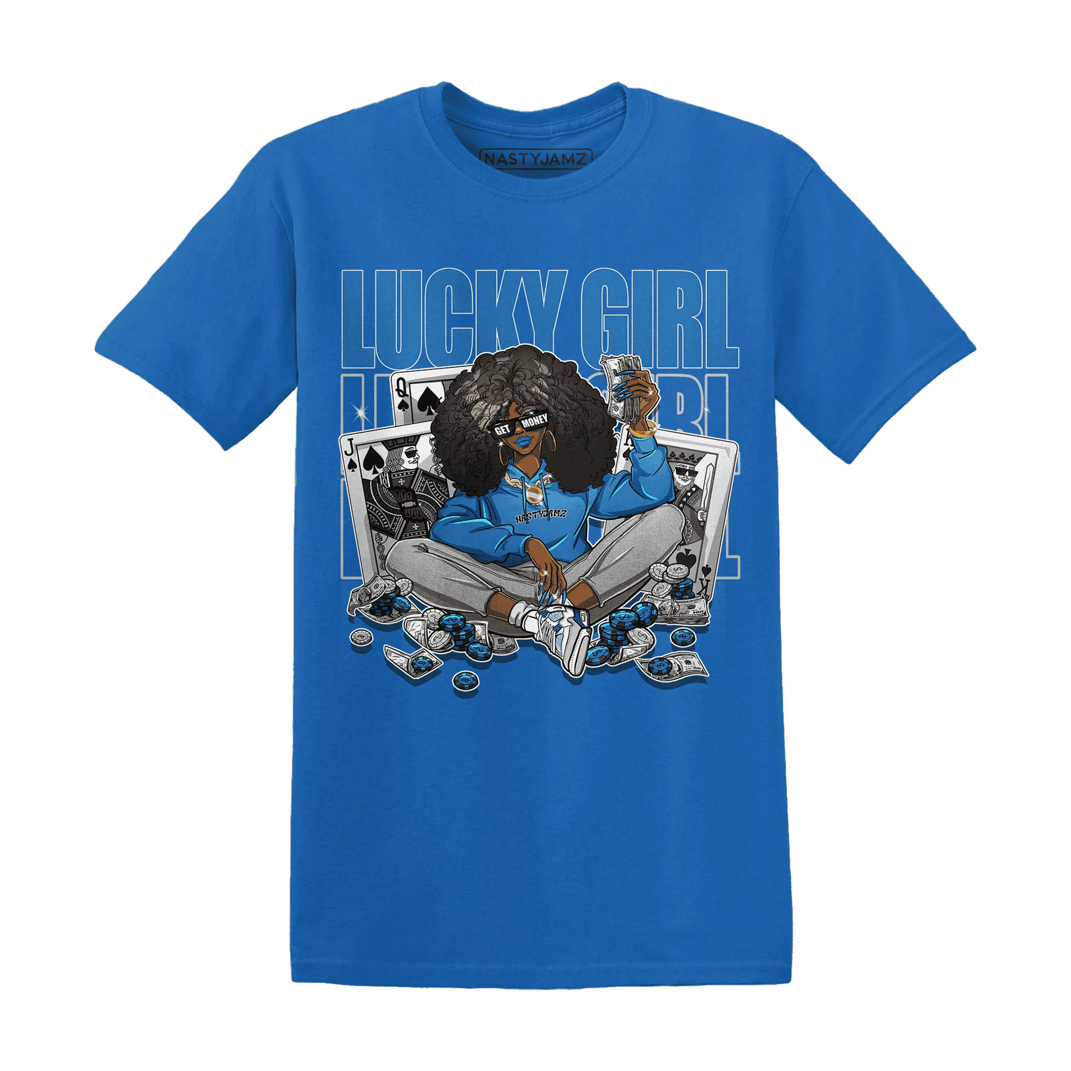 NastyJamz-Industrial-Blue-4s-T-Shirt-Match-Lucky-Girl