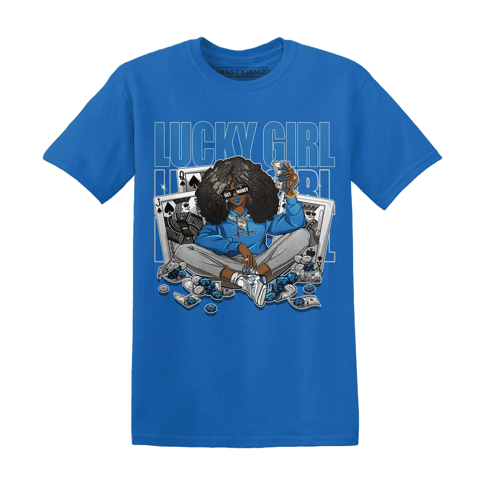 NastyJamz-Industrial-Blue-4s-T-Shirt-Match-Lucky-Girl