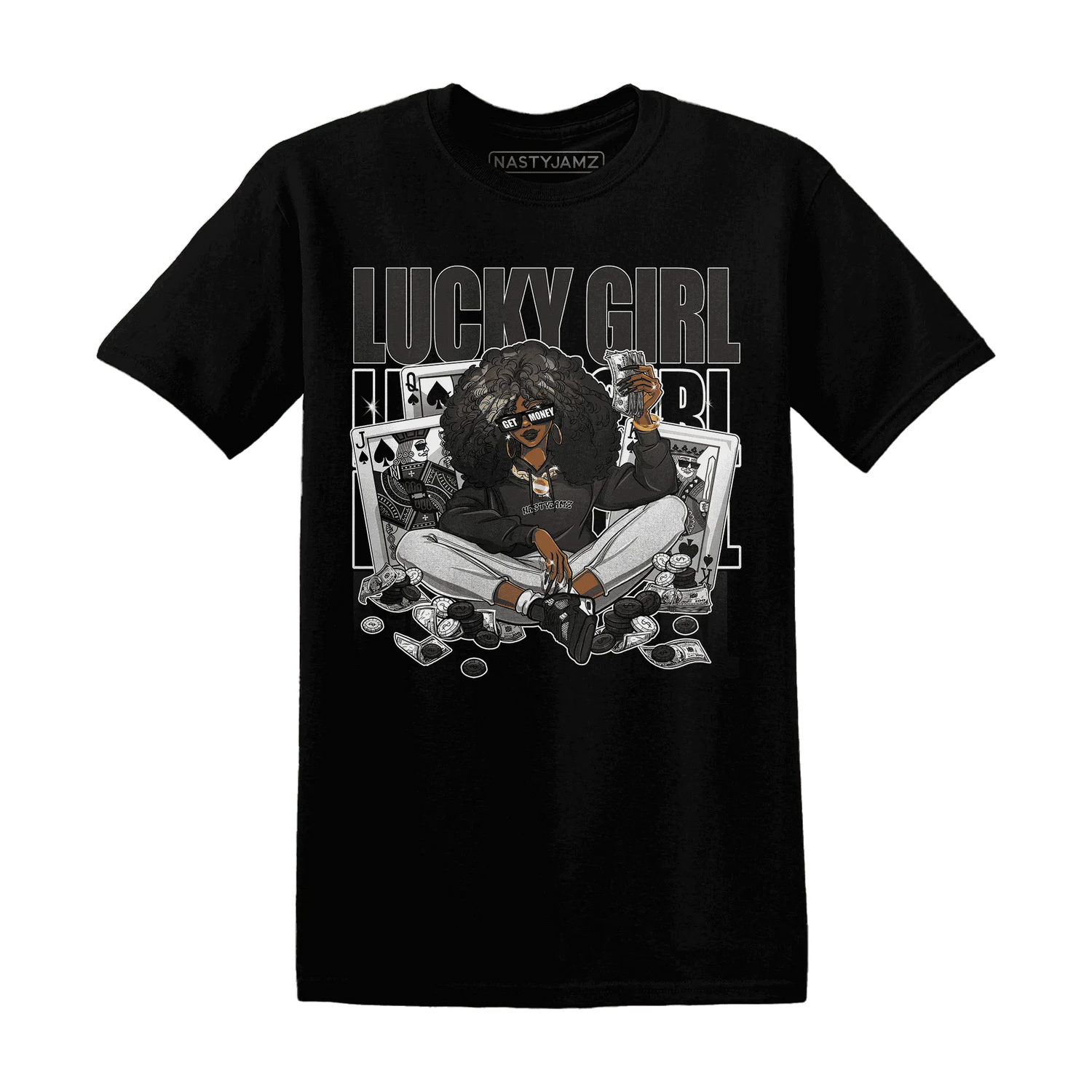 NastyJamz-White-Thunder-4s-T-Shirt-Match-Lucky-Girl