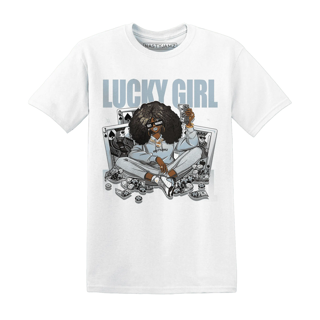 NastyJamz-Blue-Grey-13s-T-Shirt-Match-Lucky-Girl