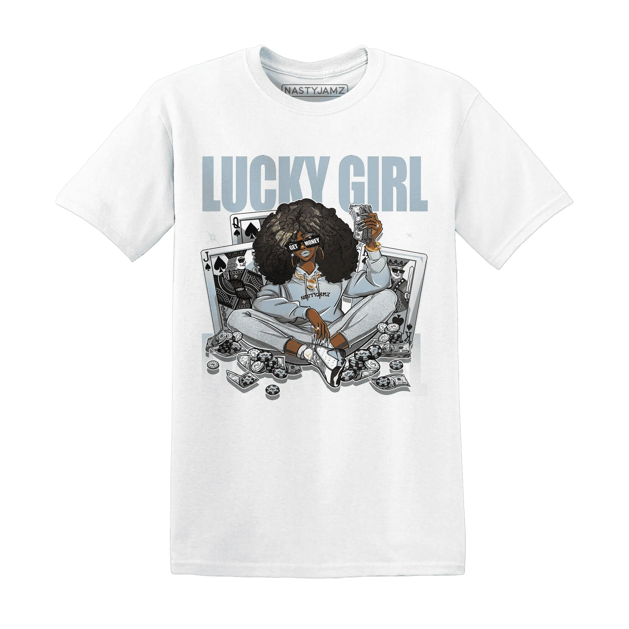 NastyJamz-Blue-Grey-13s-T-Shirt-Match-Lucky-Girl
