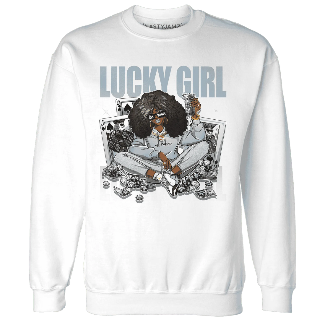 NastyJamz-Blue-Grey-13s-Sweatshirt-Match-Lucky-Girl