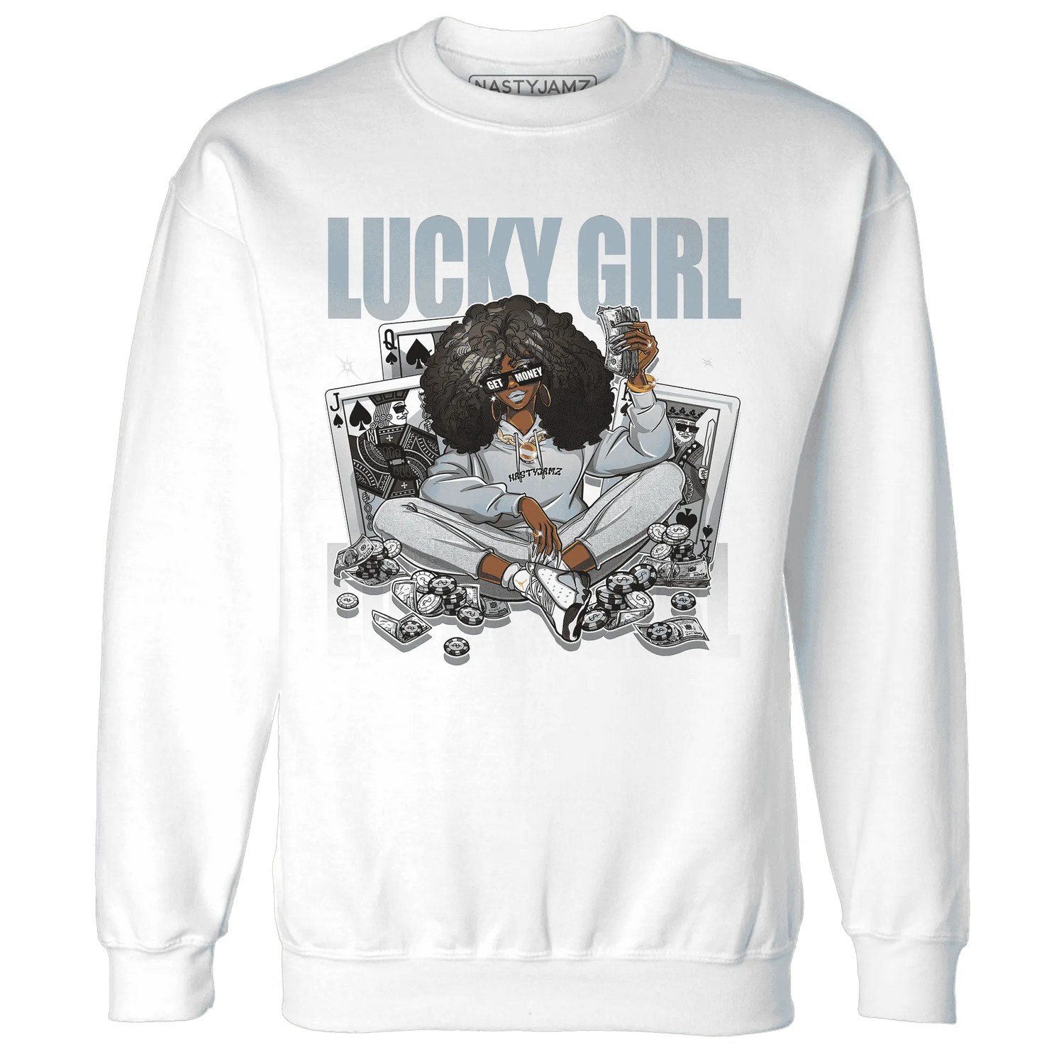 NastyJamz-Blue-Grey-13s-Sweatshirt-Match-Lucky-Girl