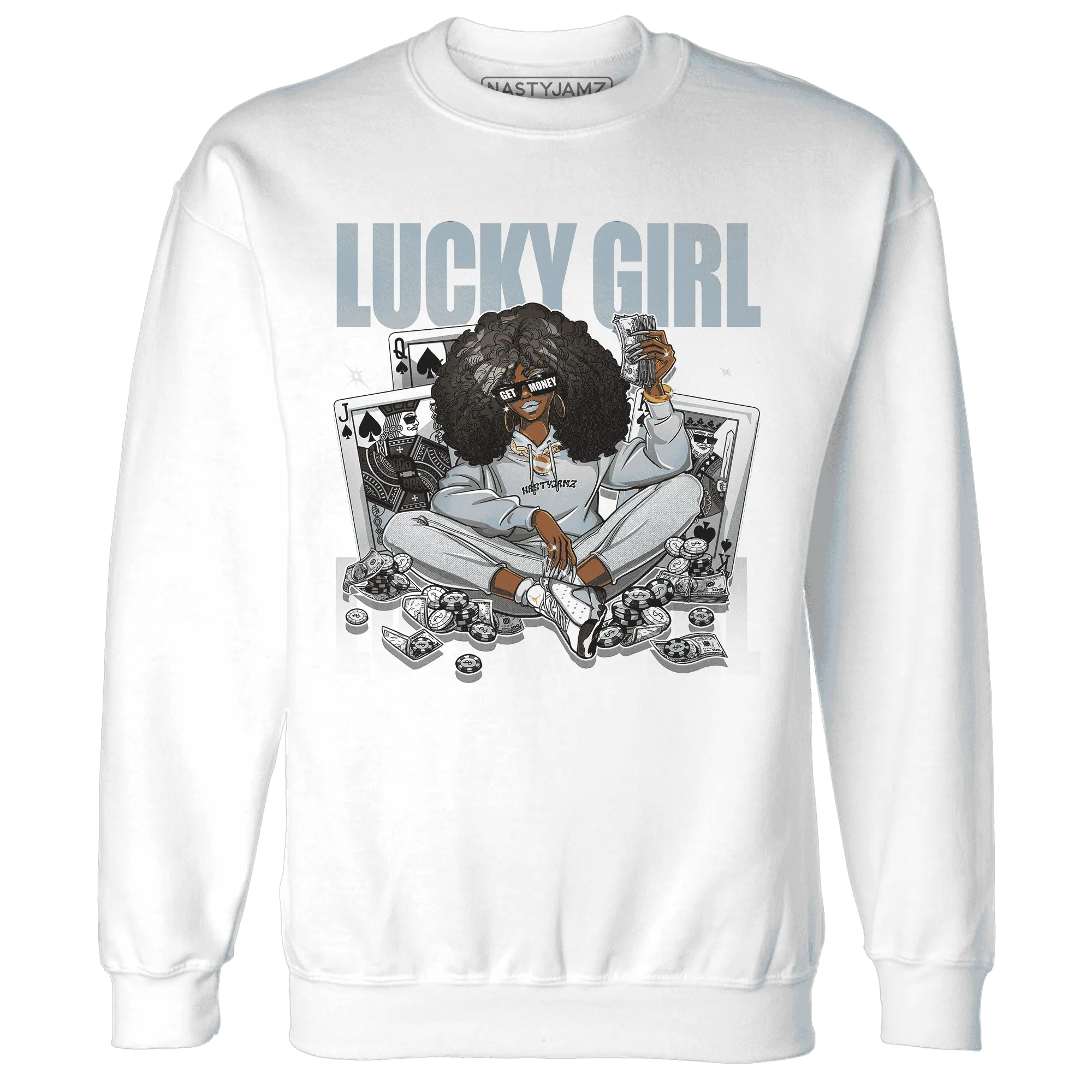 NastyJamz-Blue-Grey-13s-Sweatshirt-Match-Lucky-Girl