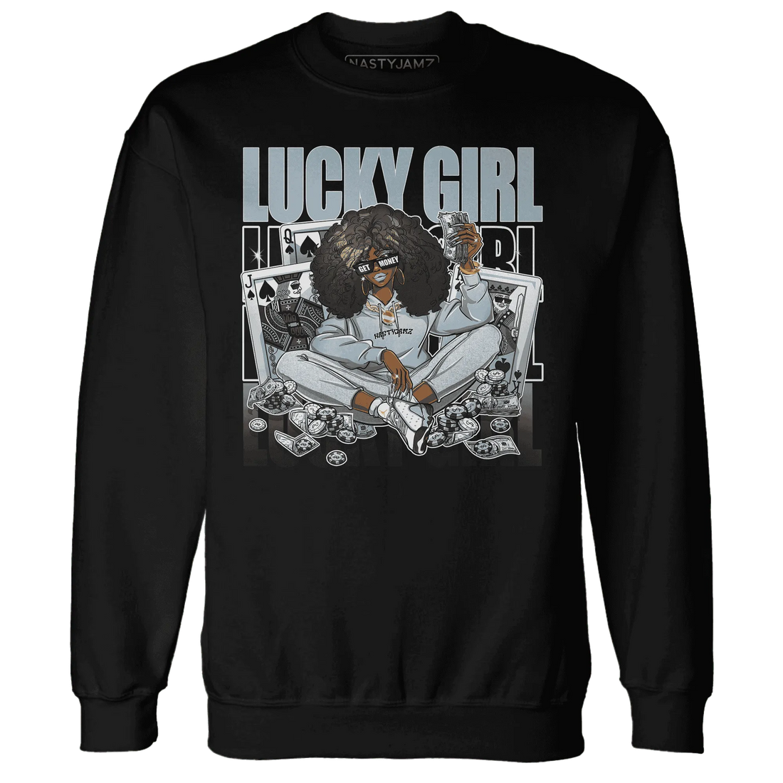 NastyJamz-Blue-Grey-13s-Sweatshirt-Match-Lucky-Girl