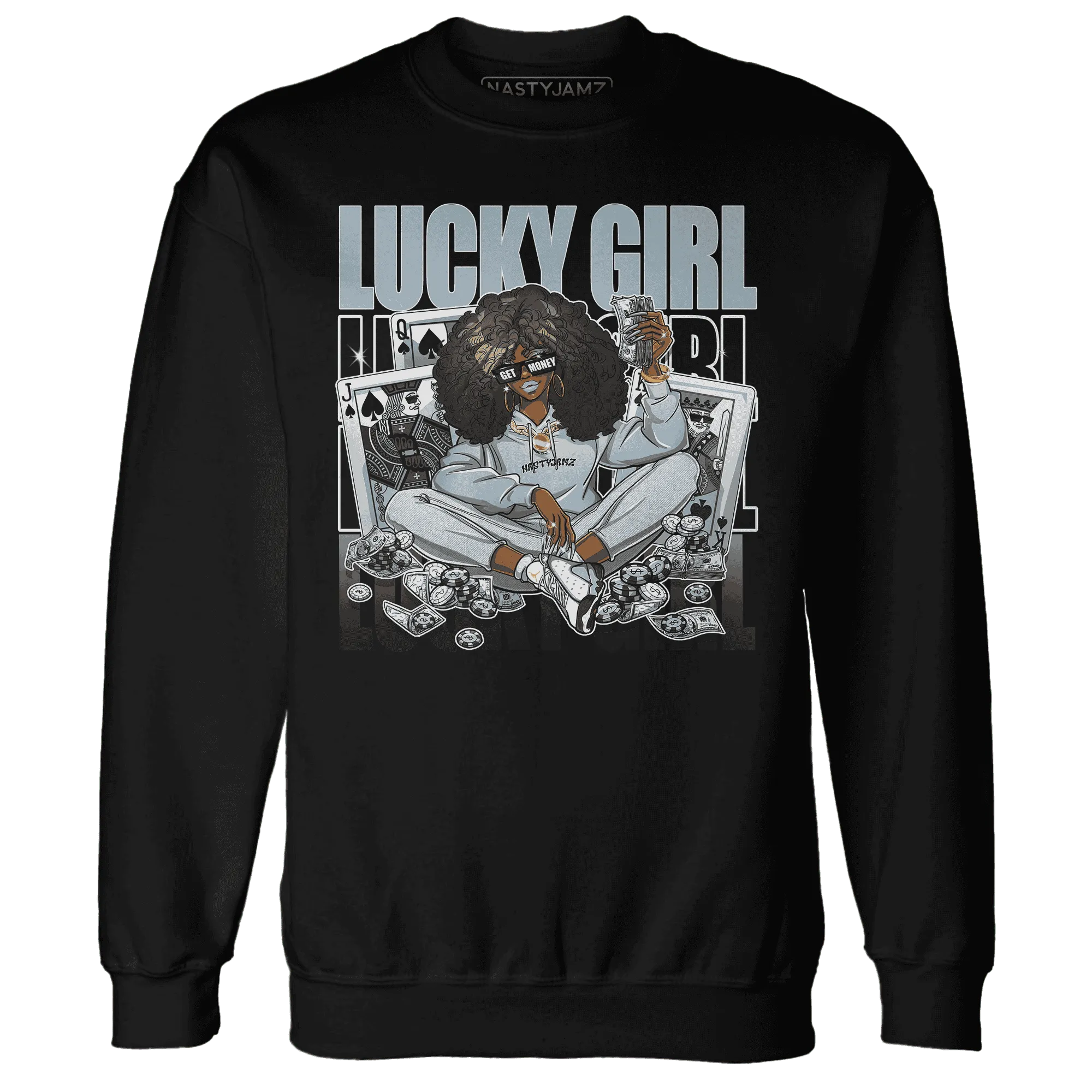 NastyJamz-Blue-Grey-13s-Sweatshirt-Match-Lucky-Girl